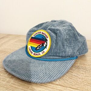 Aviator Nation SIGNATURE Laguna Beach CA CORDUROY TRUCKER HAT Surf Blue Patch